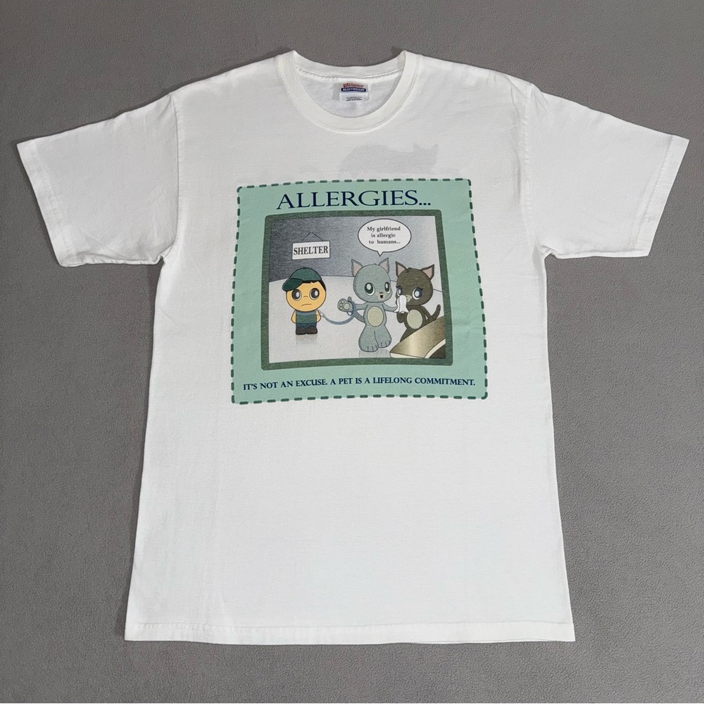 Vintage Fancy Cats Stray Pet Rescue T-shirt Size M Animal Adoption Funny Cat Art